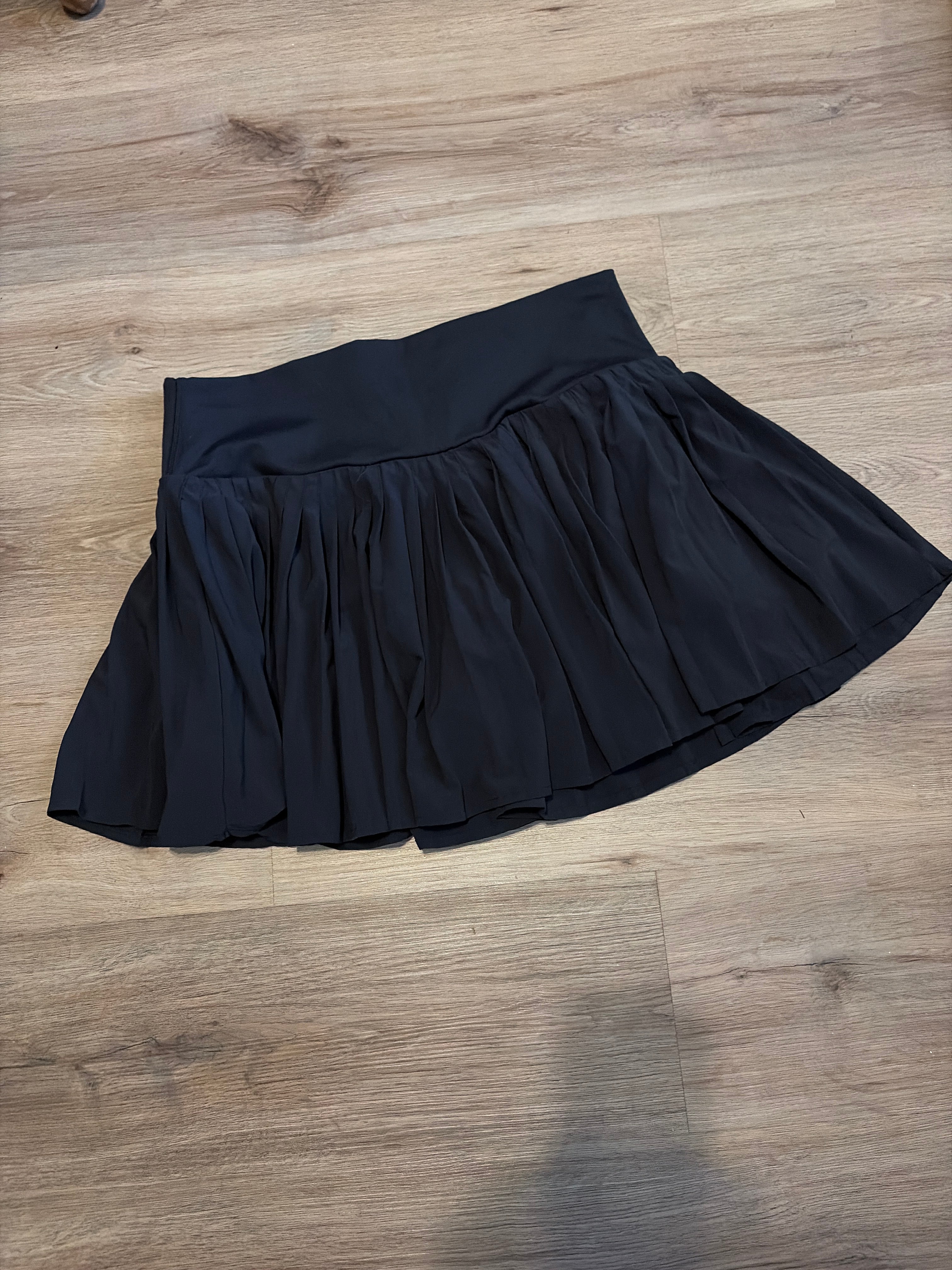 All in Motion High Waisted Pleated Black Skort with Built in Shorts