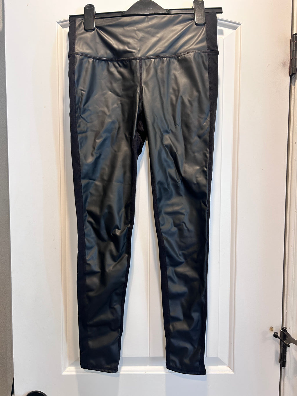 Athleta Women's High Rise Gleam Faux Leather Black Leggings