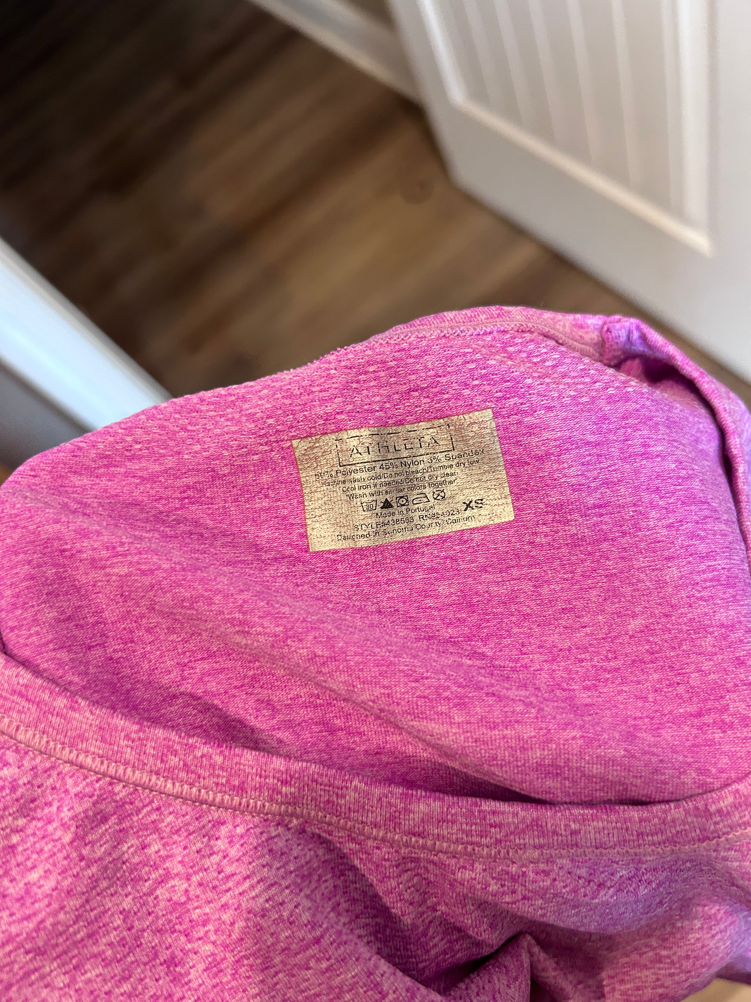 Athleta Fastest Track Ruched Tech Shirt Magenta
