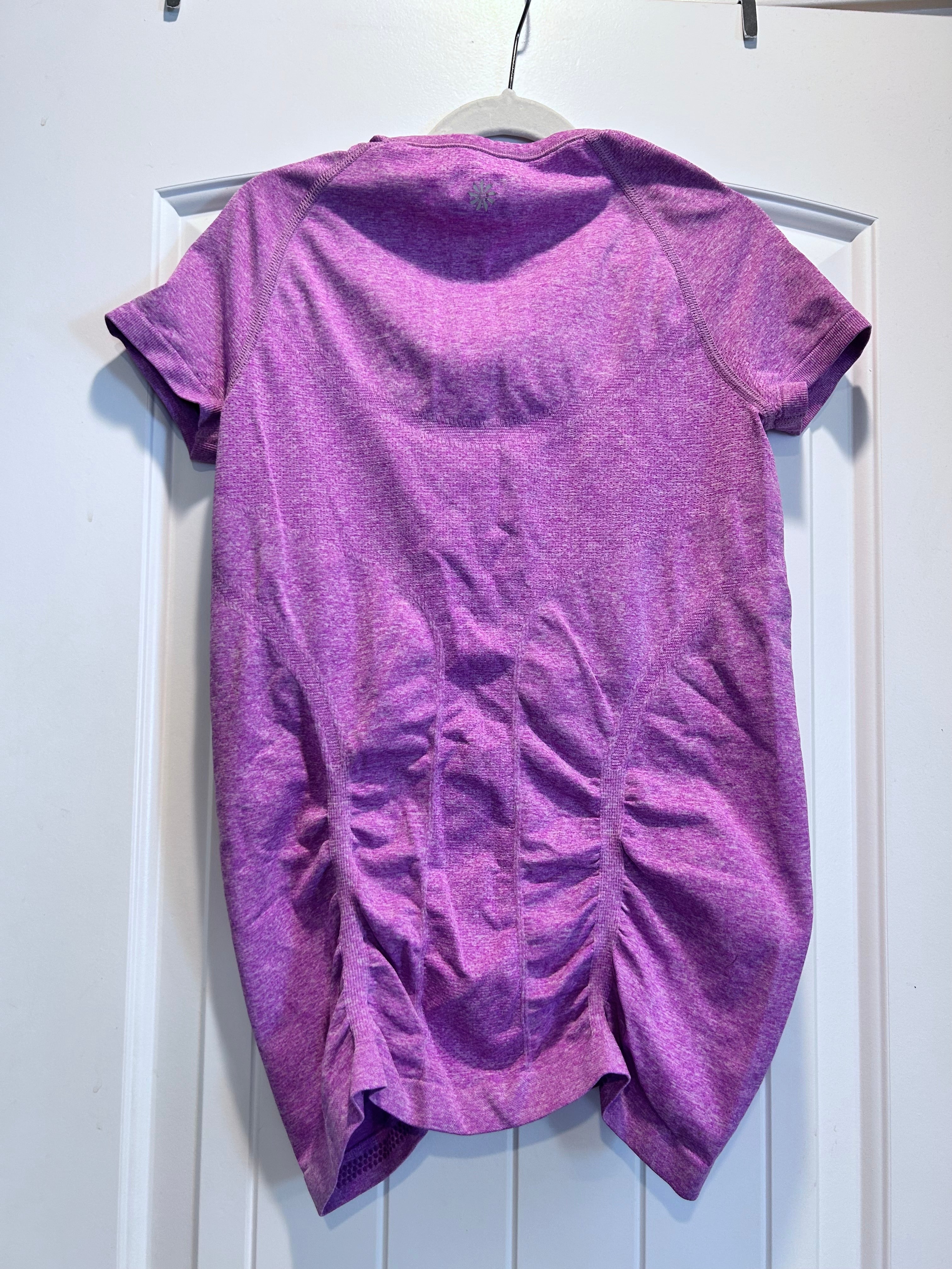 Athleta Fastest Track Ruched Tech Shirt Magenta