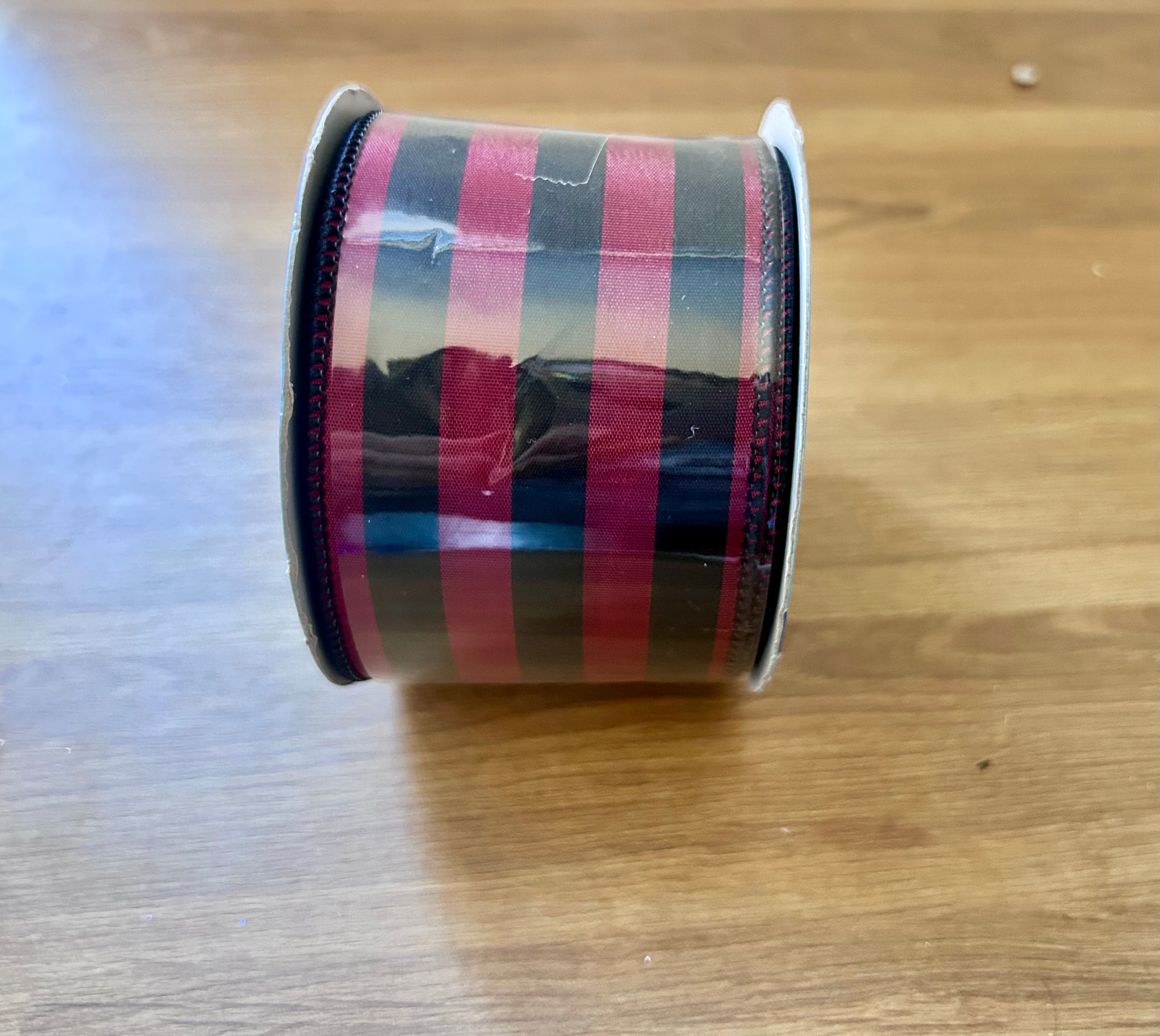 New 2.5" Wired Maroon & Black Ribbon