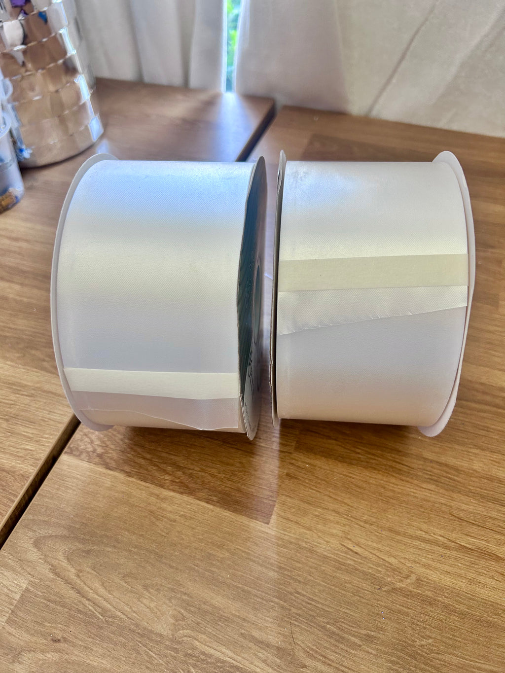 2 NEW Rolls White Flora-Satin Polypropylene Ribbon