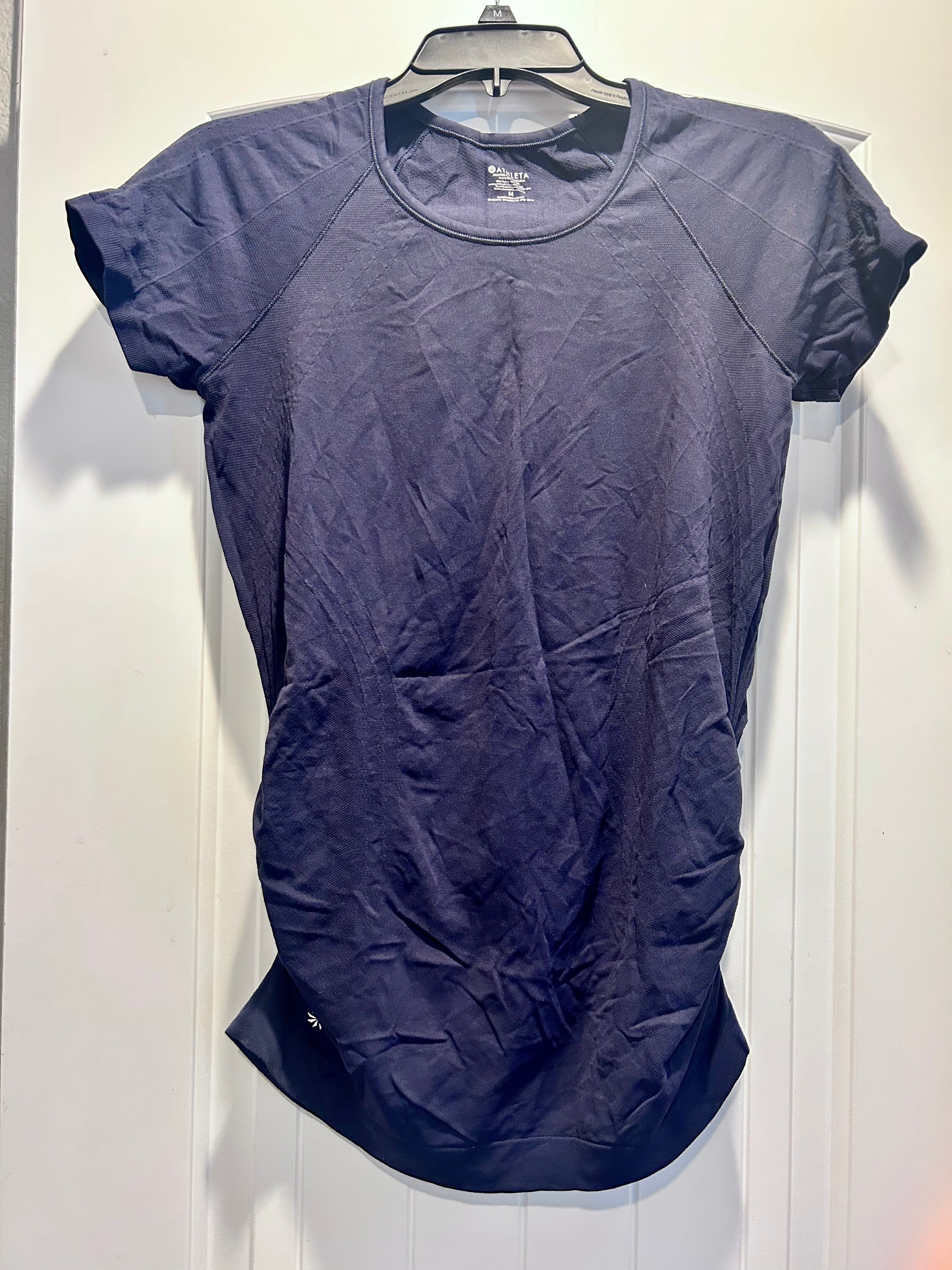 Athleta Fastest Track Compression Ruched Shirt NAVY