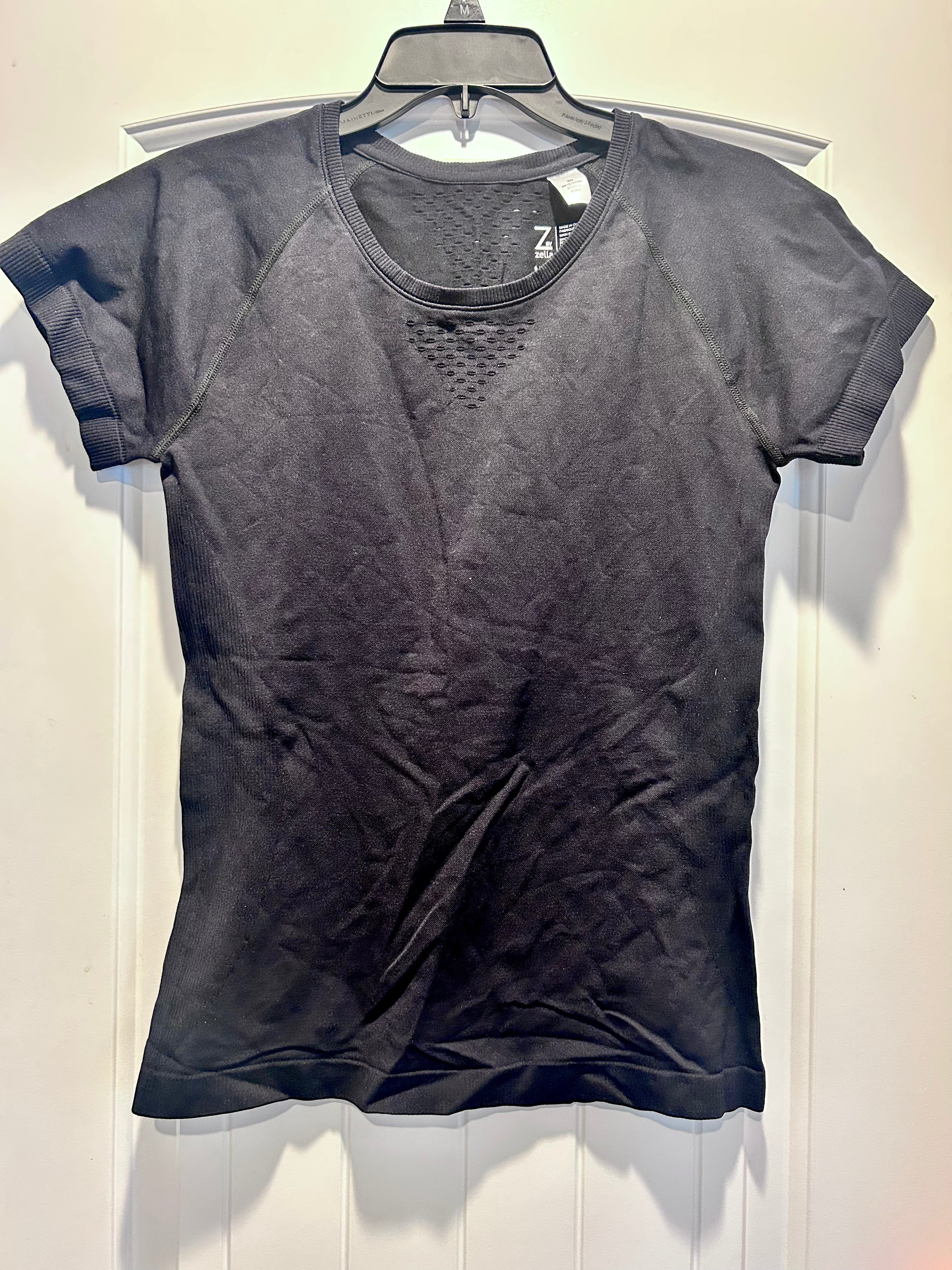 Z by Zella Black Active Fitted  Laser Cut Tee Nordstrom