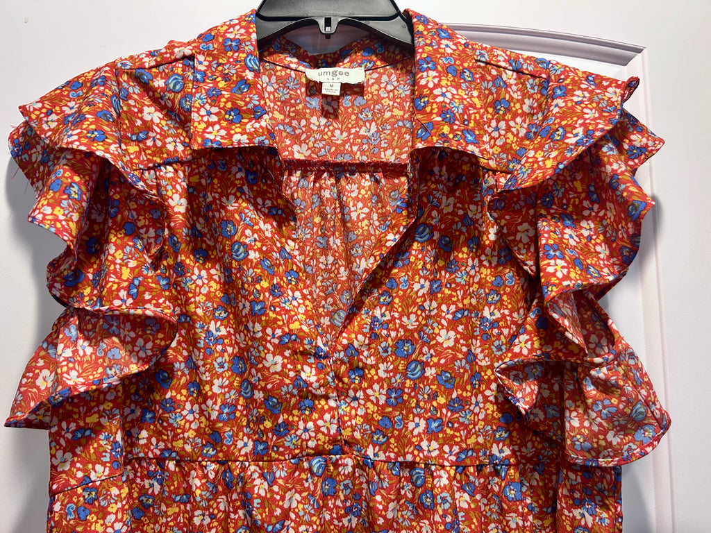 Umgee Floral Ruffled Flowy Dress