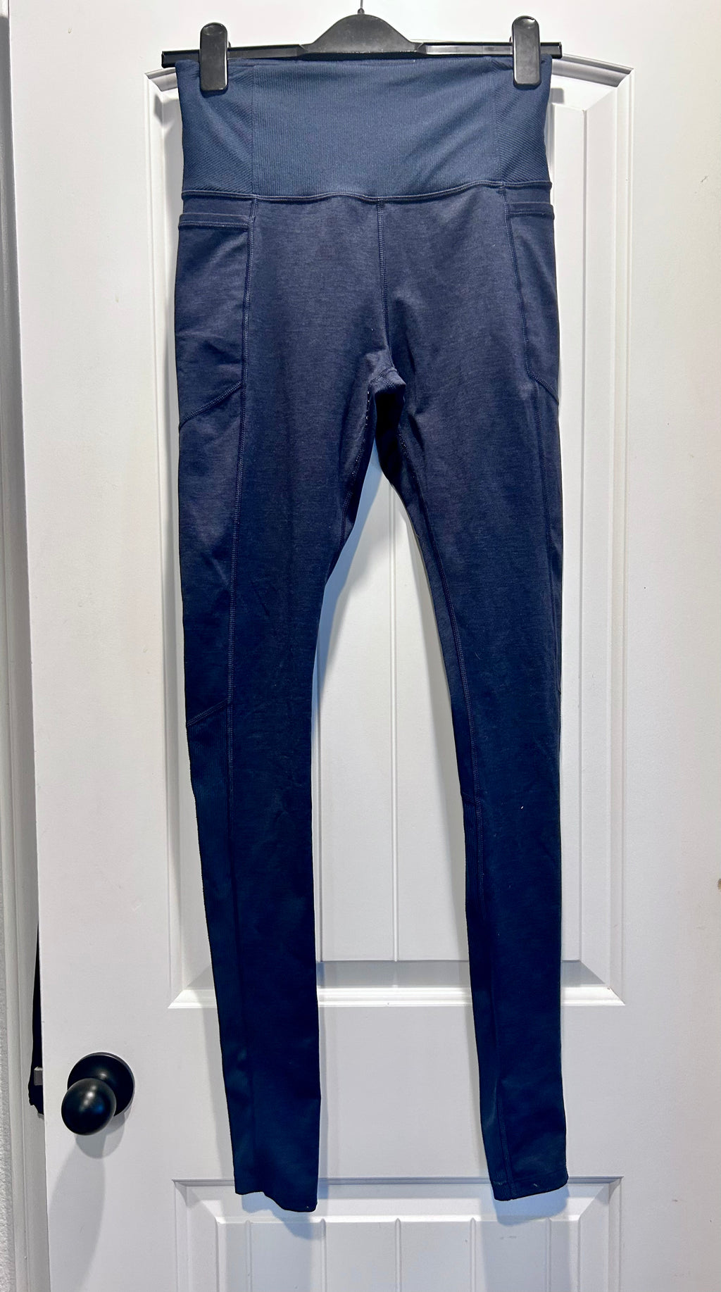 Athleta Exhale Heel Tights Heather Navy