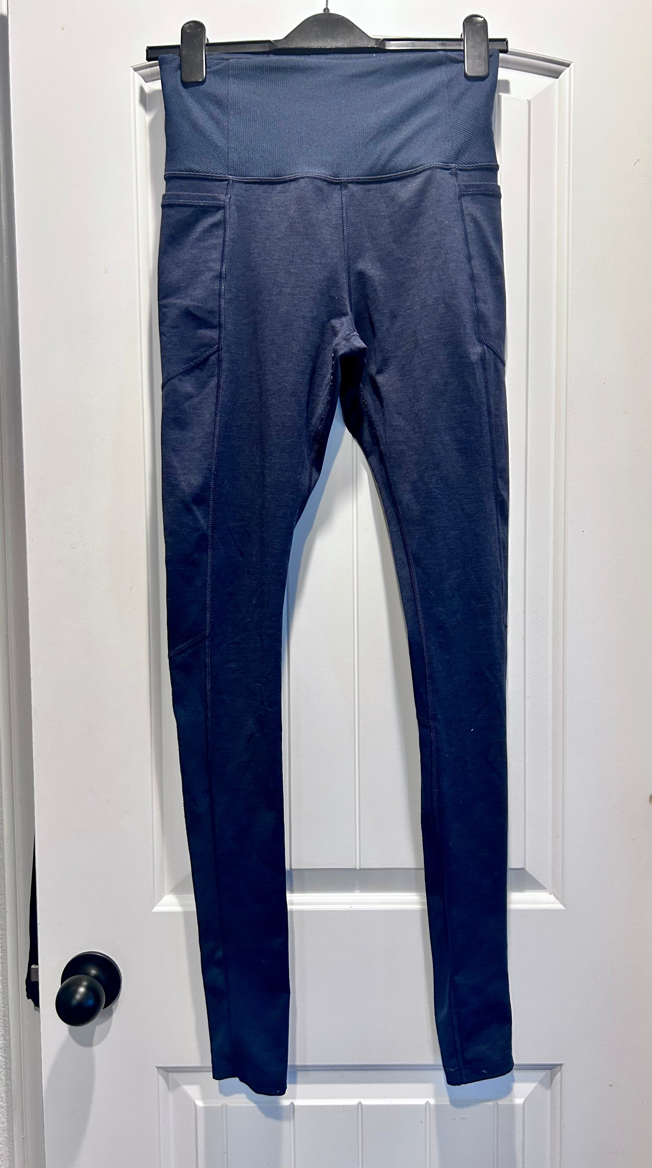 Athleta Exhale Heel Tights Heather Navy