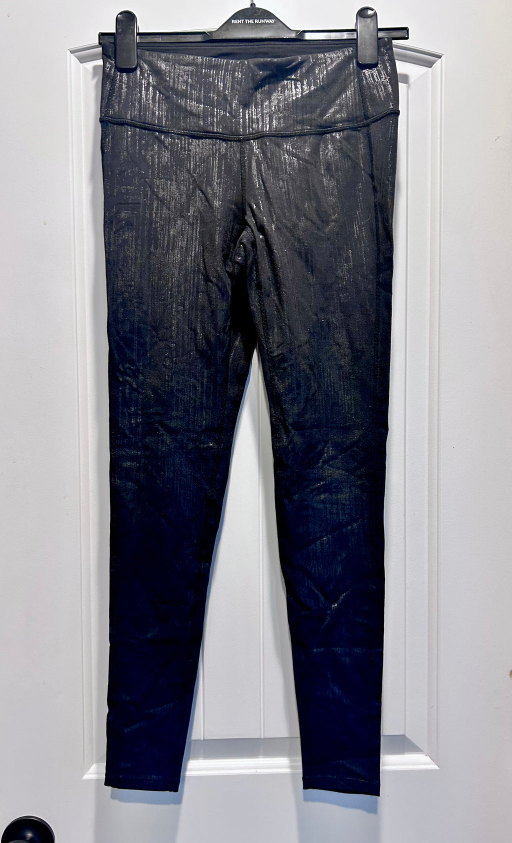 Athleta Chaturanga Metallic Black Crackle Leggings