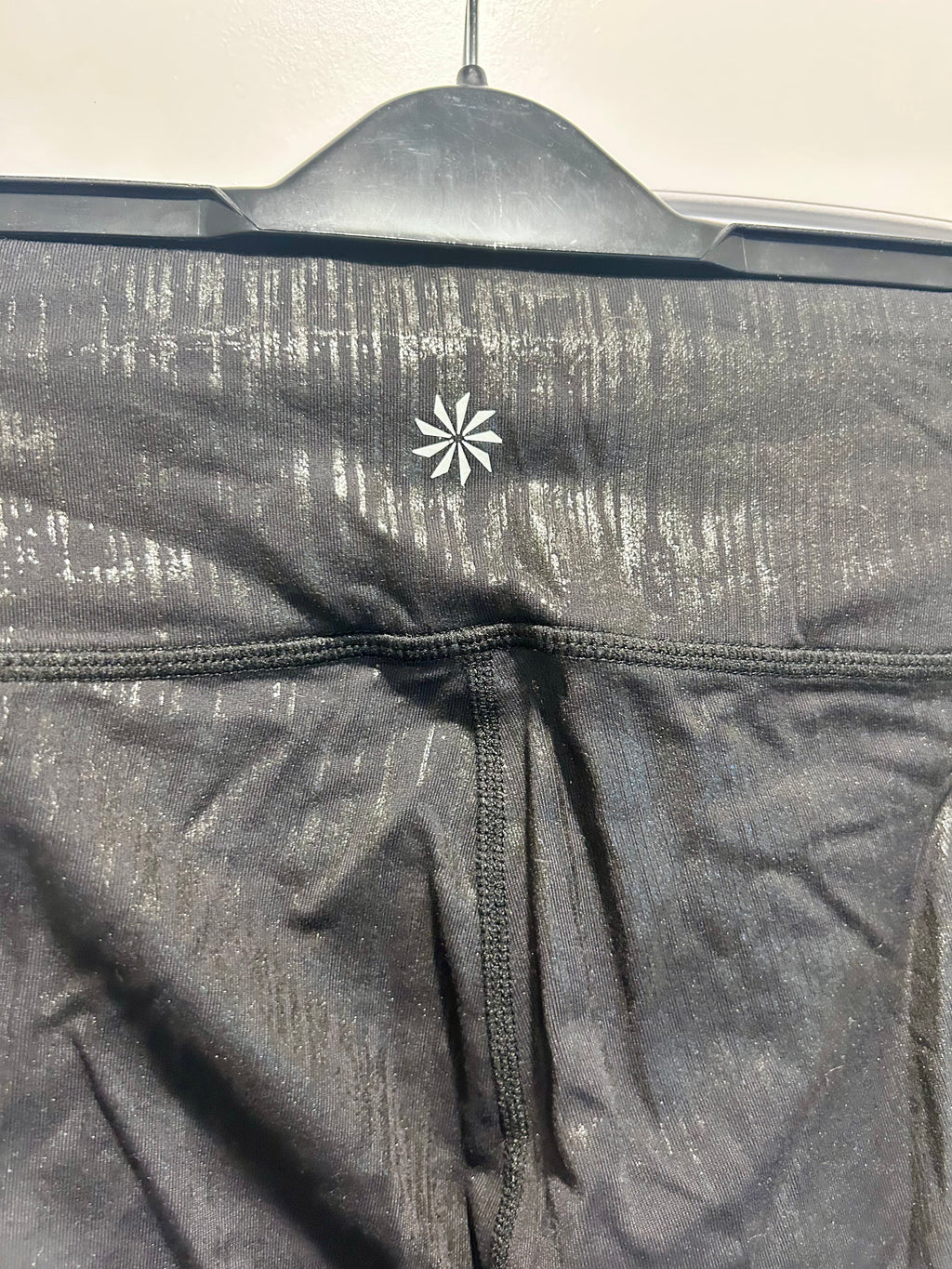 Athleta Chaturanga Metallic Black Crackle Leggings