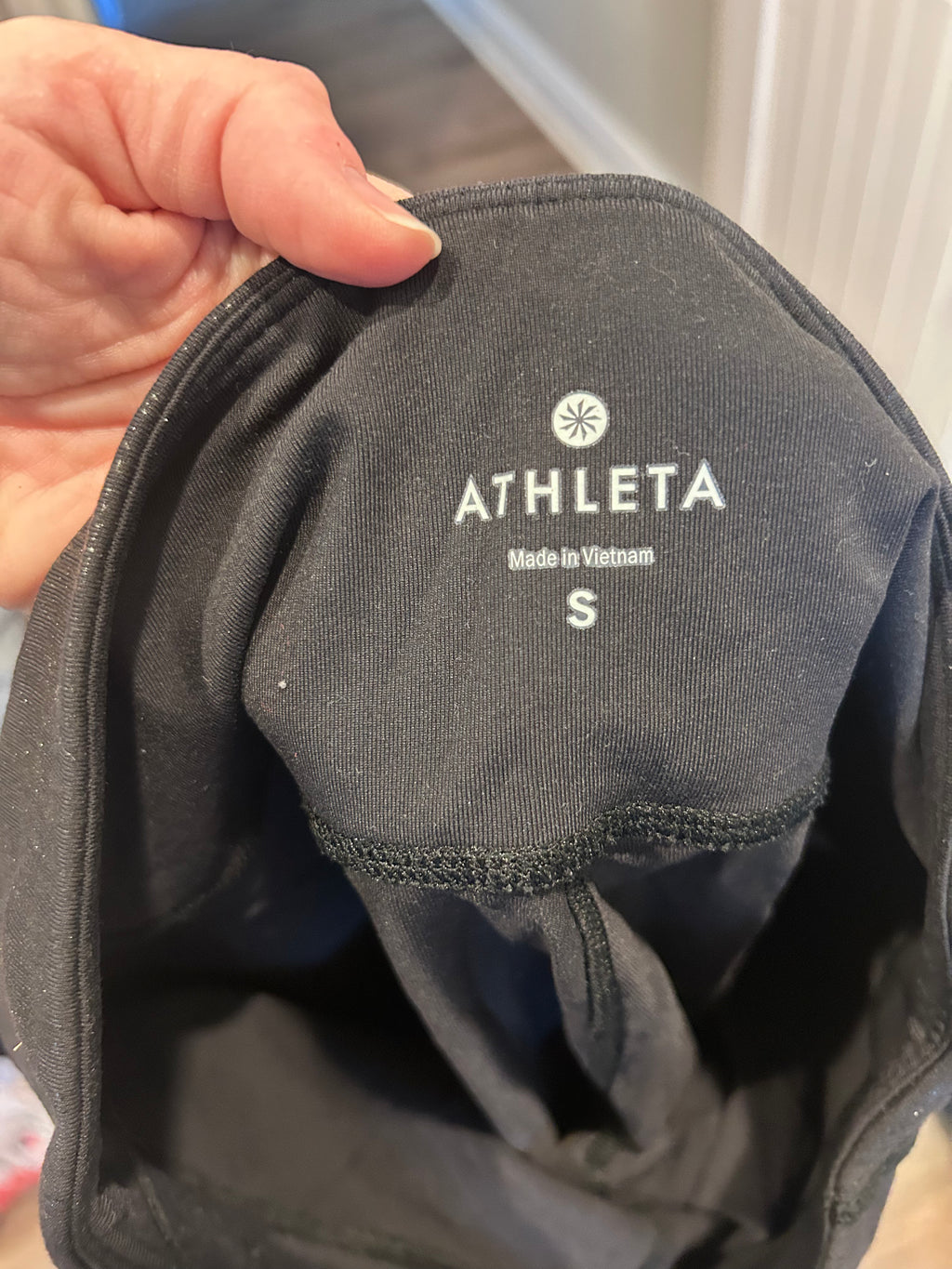 Athleta Chaturanga Metallic Black Crackle Leggings