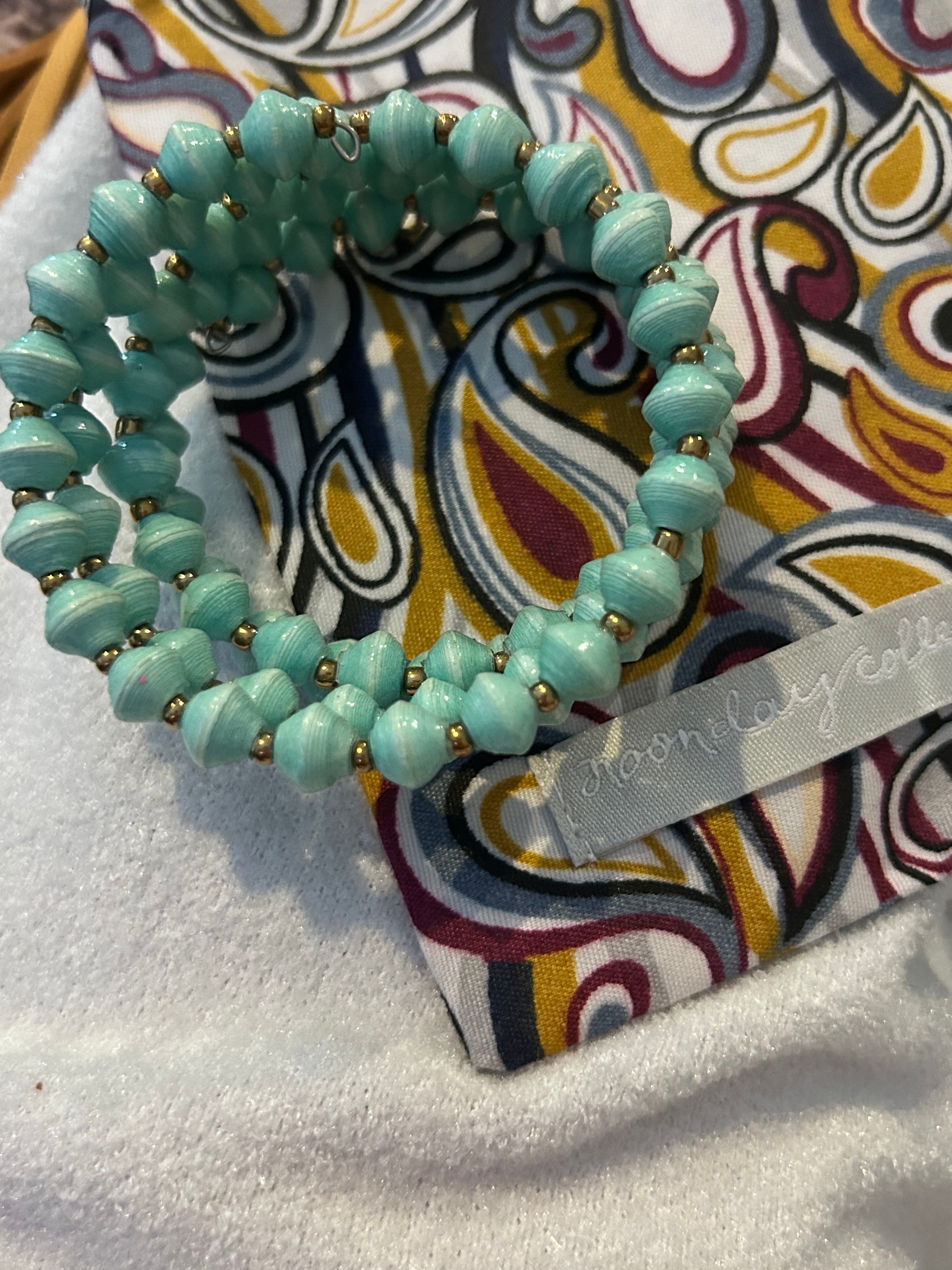 Noonday Paper Bead Stretch Bracelet- Handmade in Uganda