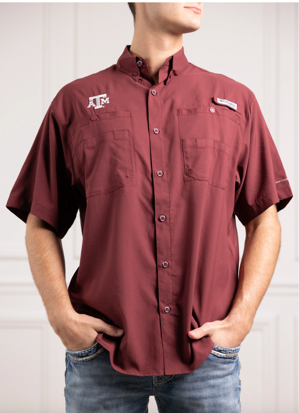 Mens Small Aggie Columbia Fishing Shirt
