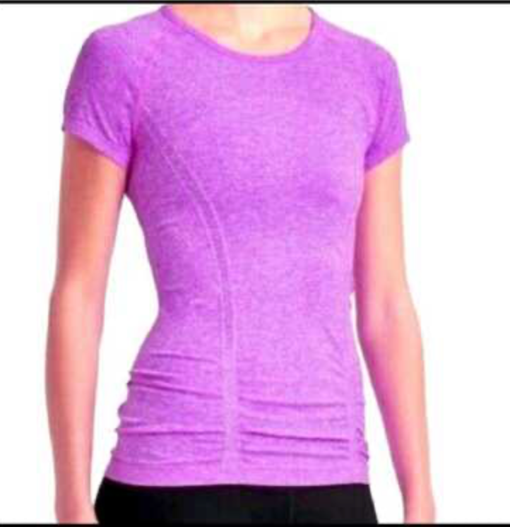 Athleta Fastest Track Ruched Tech Shirt Magenta