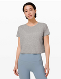 Lululemon Cates Cropped Top Heather Gray Raglan NWOT