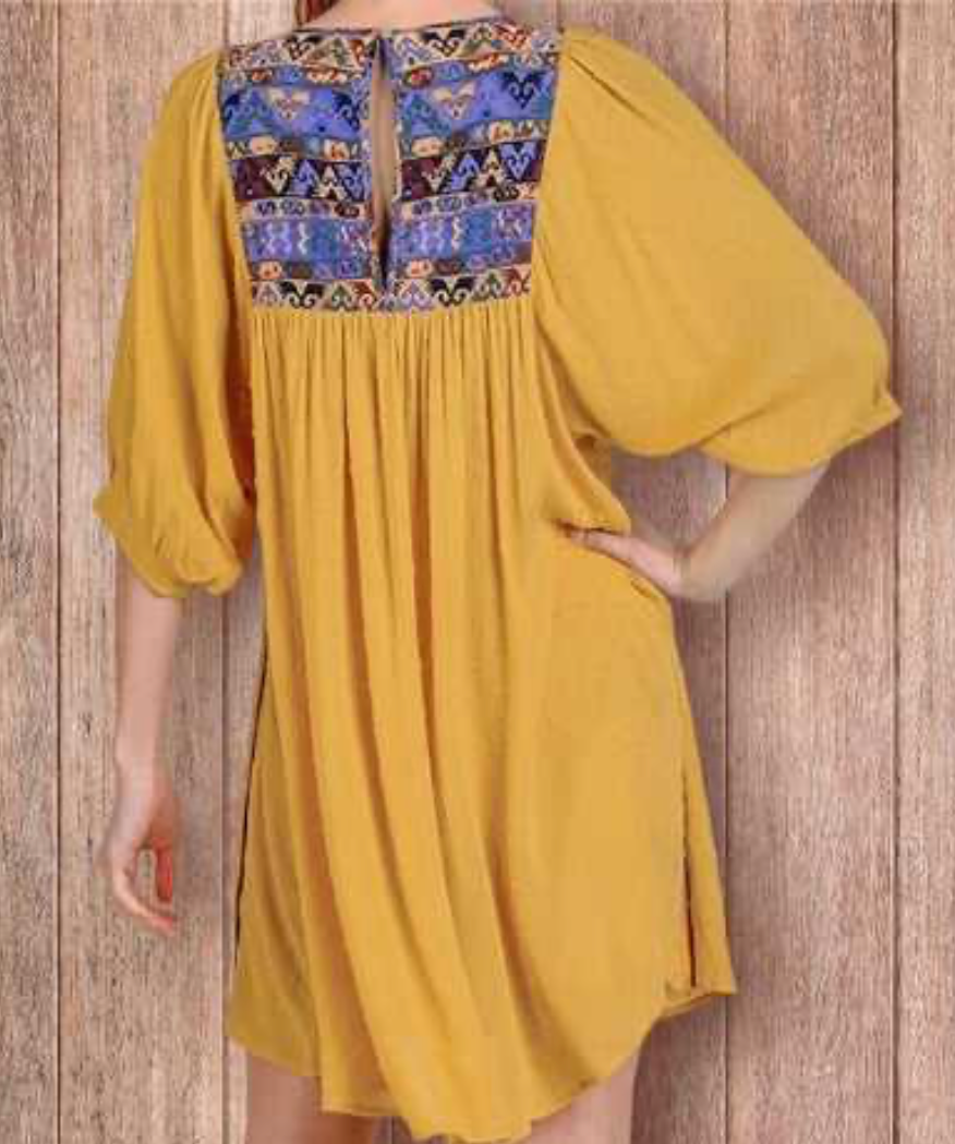 Umgee Western Star Smocked Tunic Dress/Top