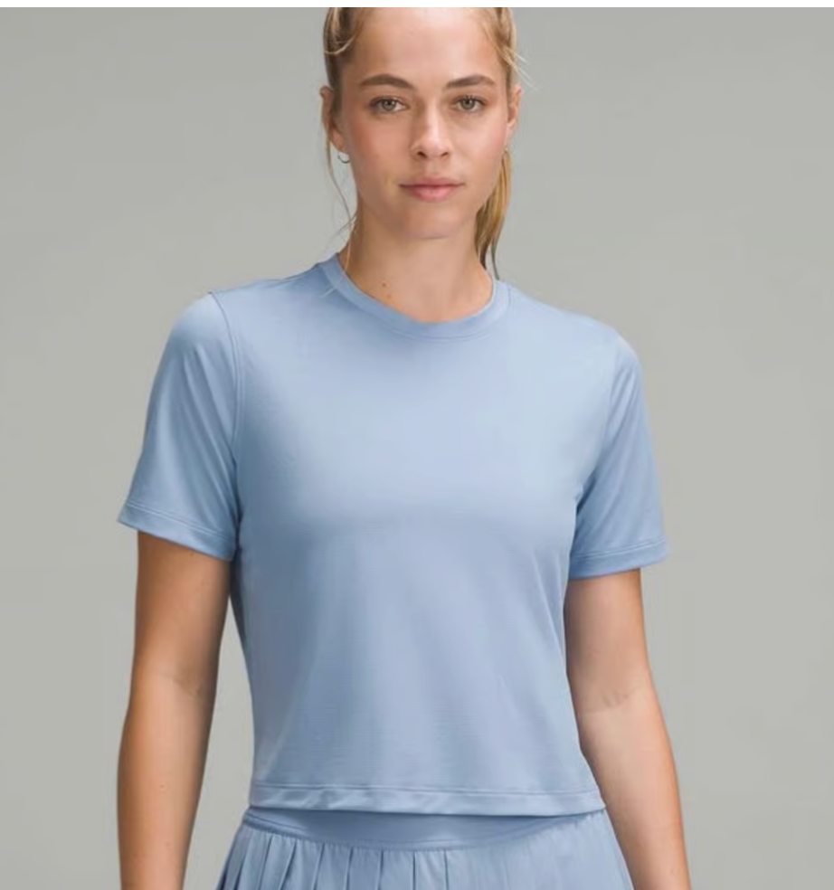 Lululemon Ultralight Waist-Length Crop Tee Blue Willow
