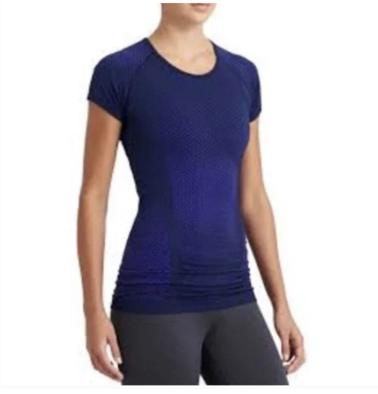 Athleta Fastest Track Compression Ruched Shirt NAVY