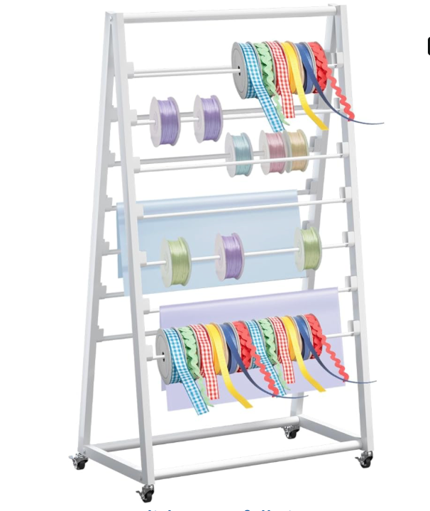 15 Tier Metal Rolling Ribbon Holder Organizer Rack, Double-Sided