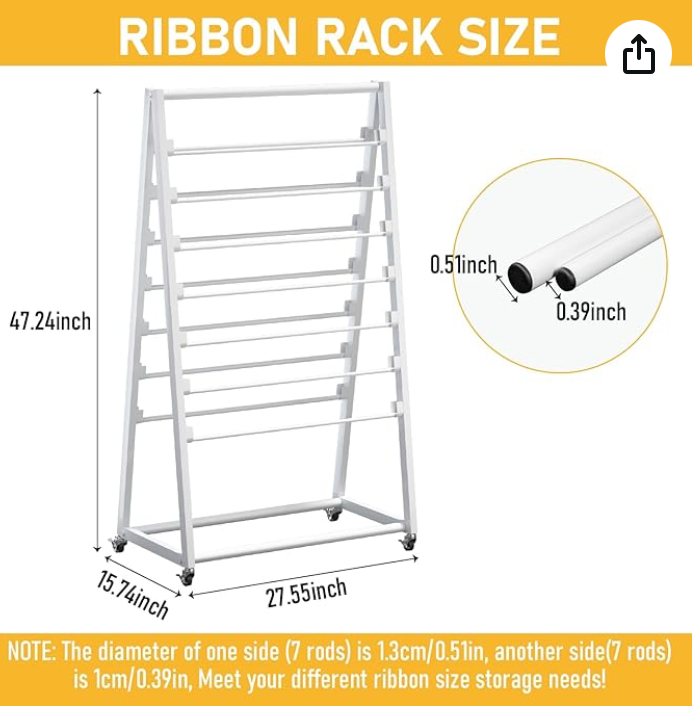 15 Tier Metal Rolling Ribbon Holder Organizer Rack, Double-Sided