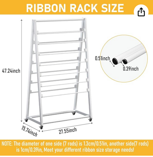 15 Tier Metal Rolling Ribbon Holder Organizer Rack, Double-Sided