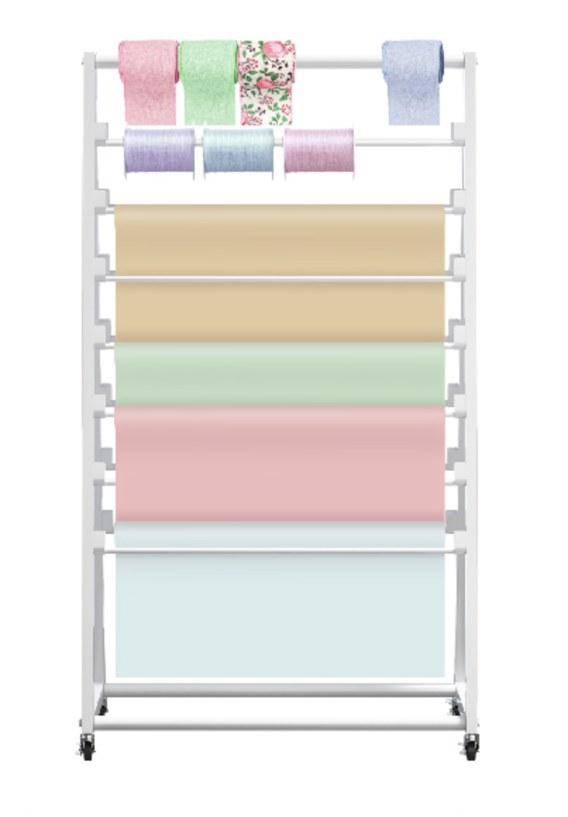 15 Tier Metal Rolling Ribbon Holder Organizer Rack, Double-Sided
