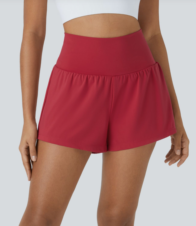 NWT Halara SoftlyZero Airy Super High Waisted Cool Touch Shorts w Pockets  RED