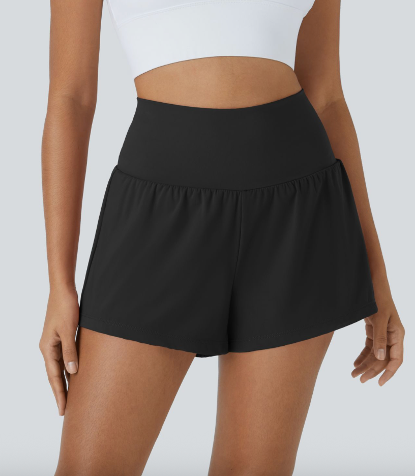 NWT Halara SoftlyZero Airy Super High Waisted Cool Touch Shorts w Pockets  BLACK