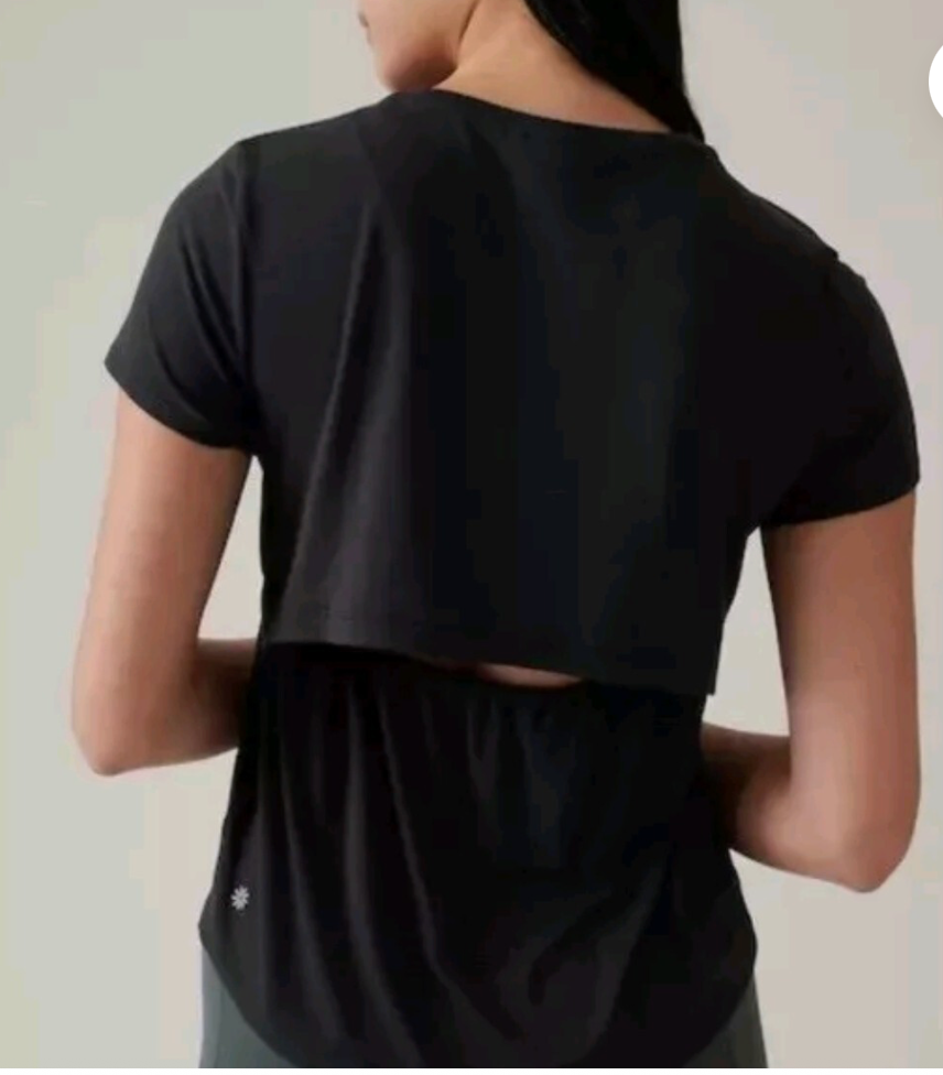 Athleta Air Out Cinch Tee Black Modal Blend Medium