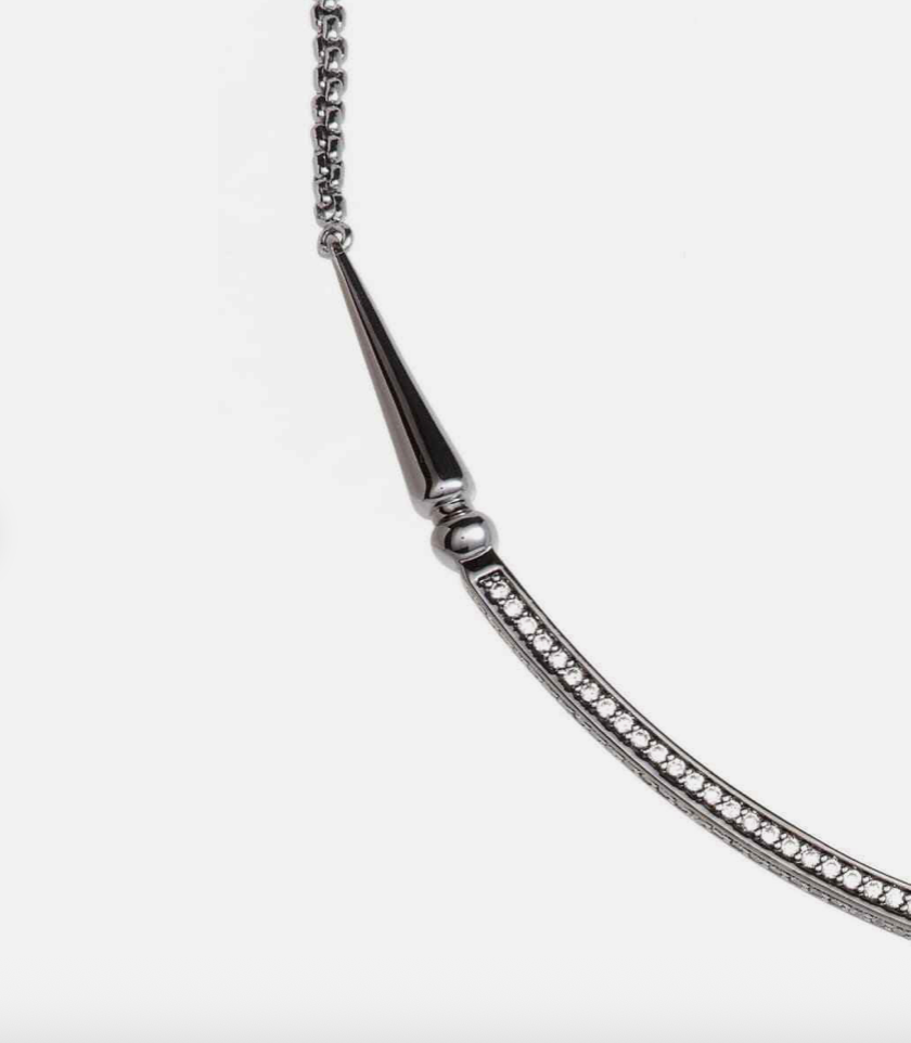 Kendra Scott Scottie Pave CZ Choker Necklace Silver Tone Adjustable