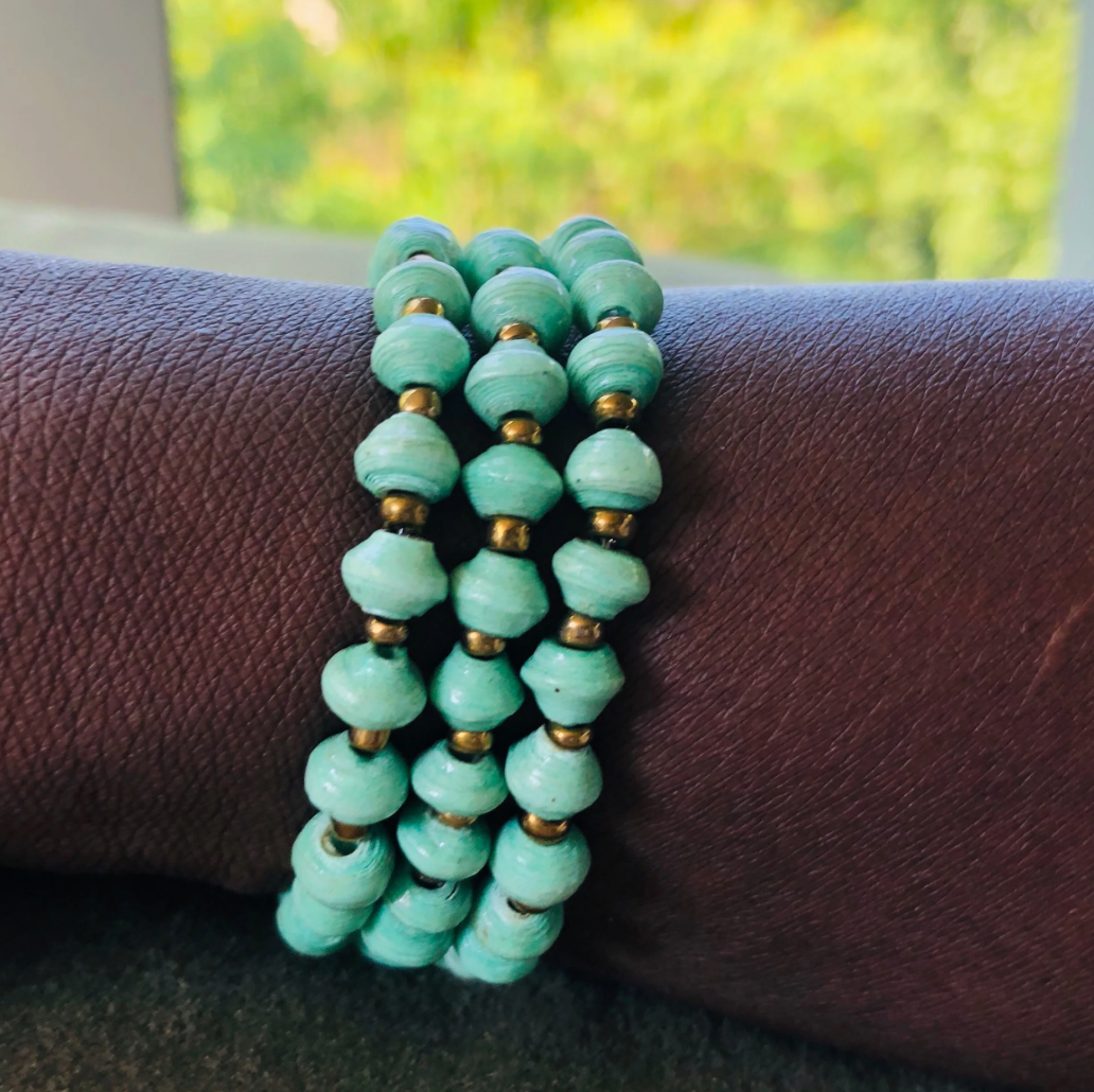 Noonday Paper Bead Stretch Bracelet- Handmade in Uganda