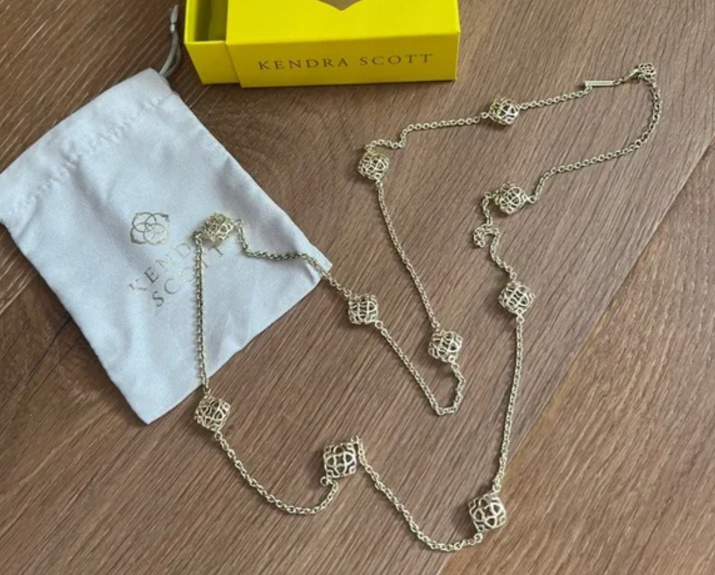 Kendra Scott Retired Namera Gold Logo Long Necklace