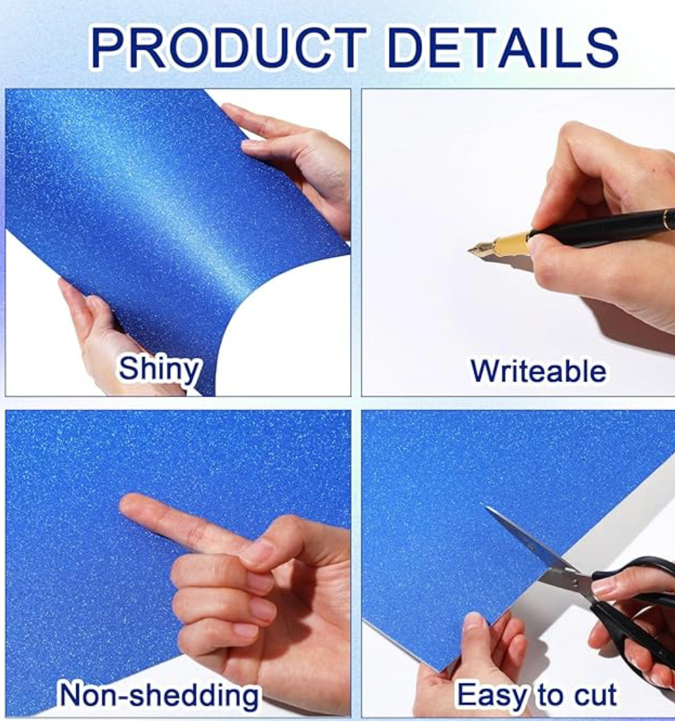 50 Sheets Glitter Cardstock- NonShedding